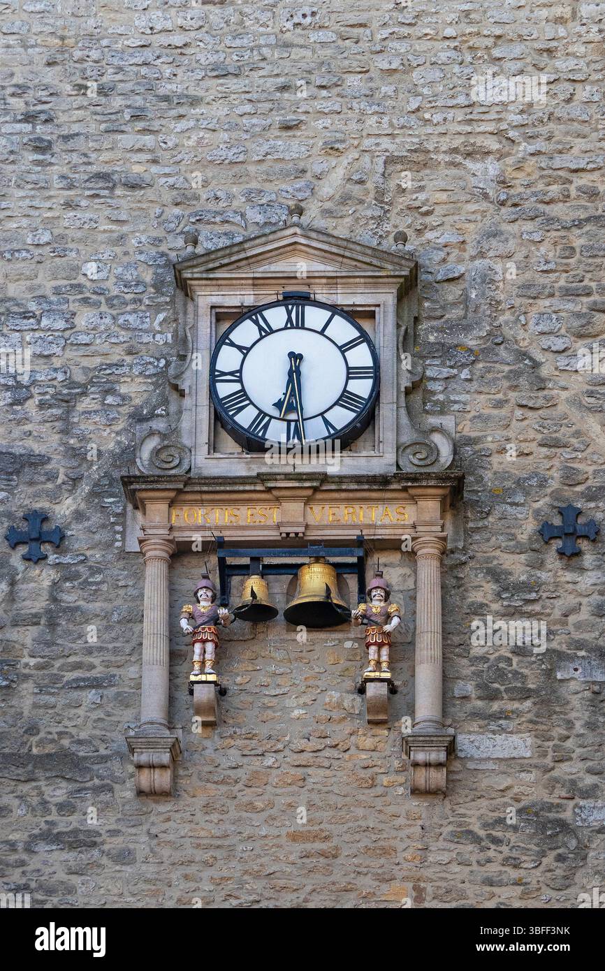 Dettaglio, orologio, Torre dell'orologio Carfax, Oxford, Inghilterra, gran Bretagna Foto Stock