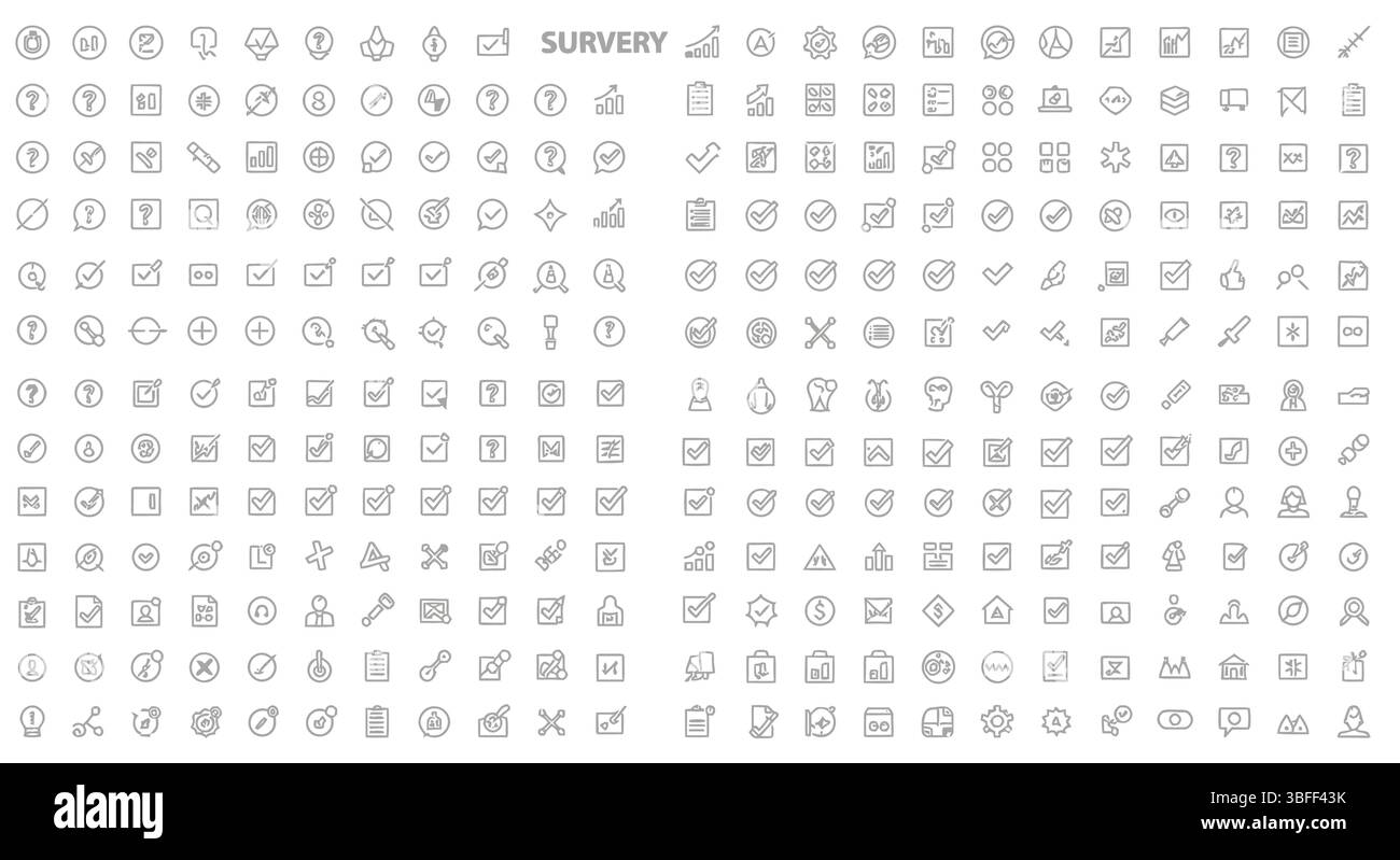 Set di icone del vettore di rilevamento lineare, foglio icone. Illustrazione Vettoriale