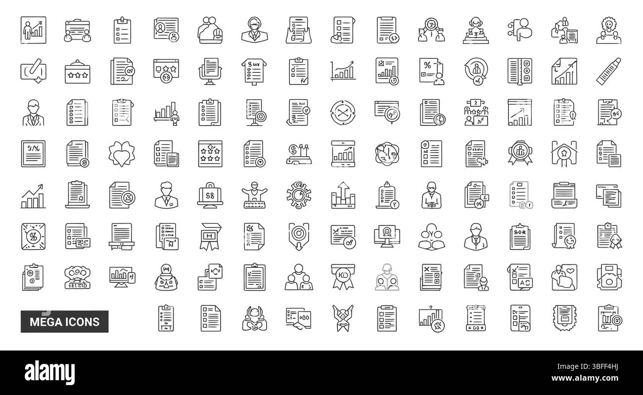 Set di icone del vettore di rilevamento lineare, foglio icone. Illustrazione Vettoriale