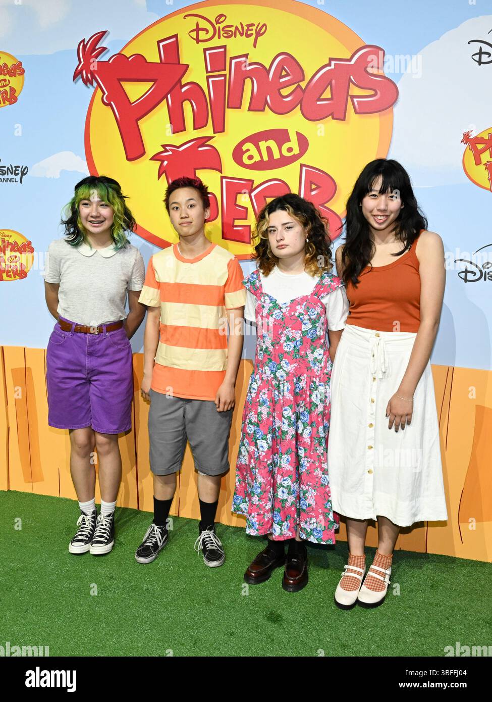 31 maggio 2025, Hollywood, California, Stati Uniti: (L-R) Bela Salazar, Eloise Wong, Mila de la Garza, Lucia de la Garza delle Linda Lindas partecipano all'evento World Premiere di Phineas e Ferb. (Credit Image: © Billy Bennight/ZUMA Press Wire) SOLO PER USO EDITORIALE! Non per USO commerciale! Foto Stock