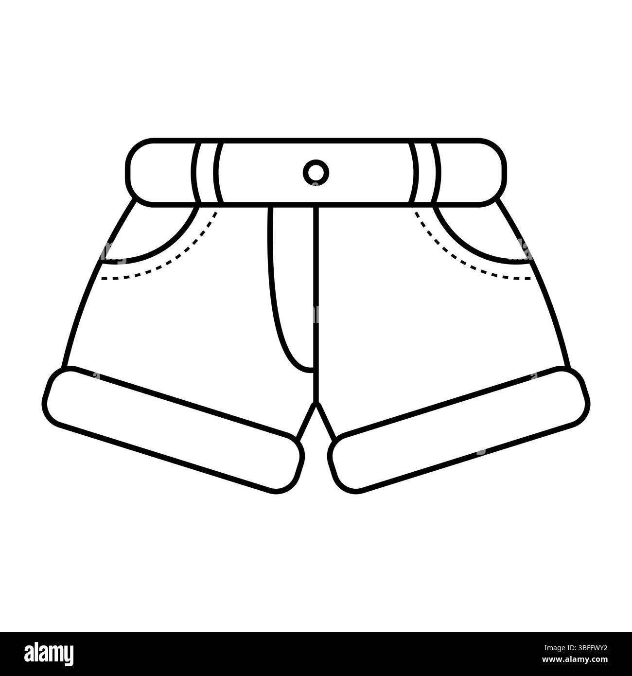 Gli shorts casual illustrano l'illustrazione vettoriale. Questa è un'illustrazione vettoriale di pantaloncini casual disegnati con un contorno bianco e nero. Illustrazione Vettoriale