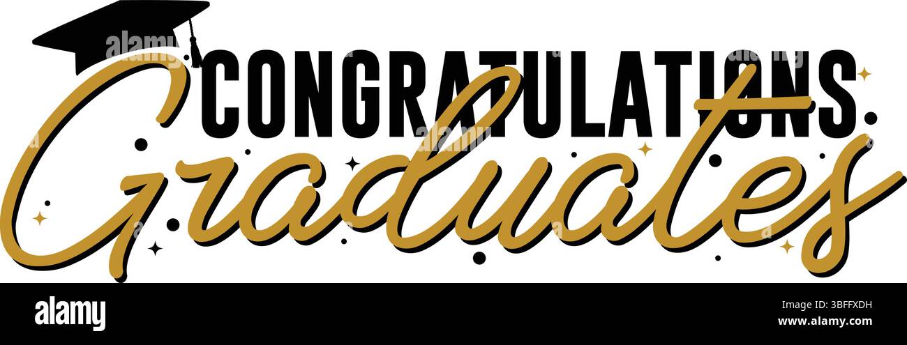 Modern Congratulazioni Graduate Vector Illustration with Celebration Elements Illustrazione Vettoriale