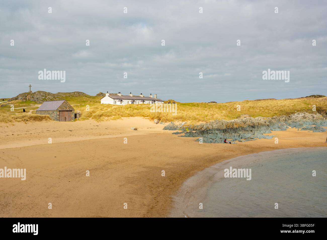 LYnys Llanddwyn Llanddwyn Island, Maes Parcio Ynys Llanddwyn e Newborough Beach Foto Stock