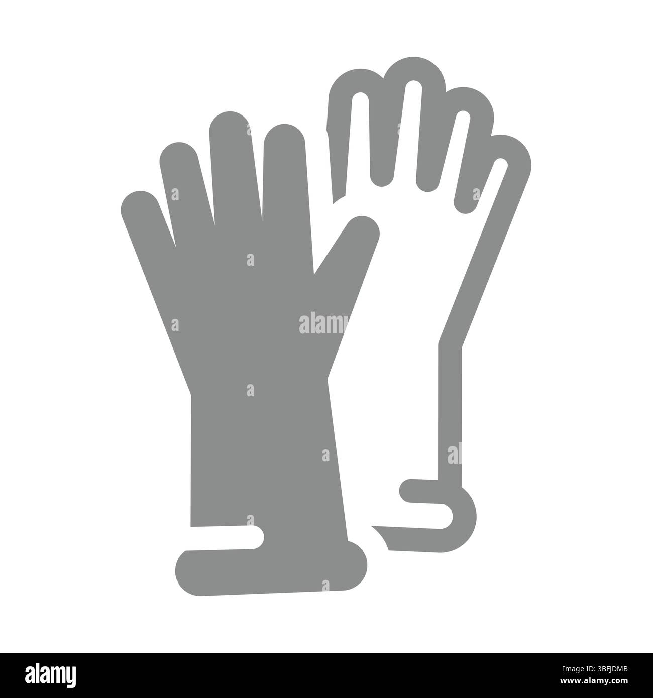 Icona vettoriale guanti in gomma. Cartello di protezione da lavoro o guanti dpi. Illustrazione Vettoriale