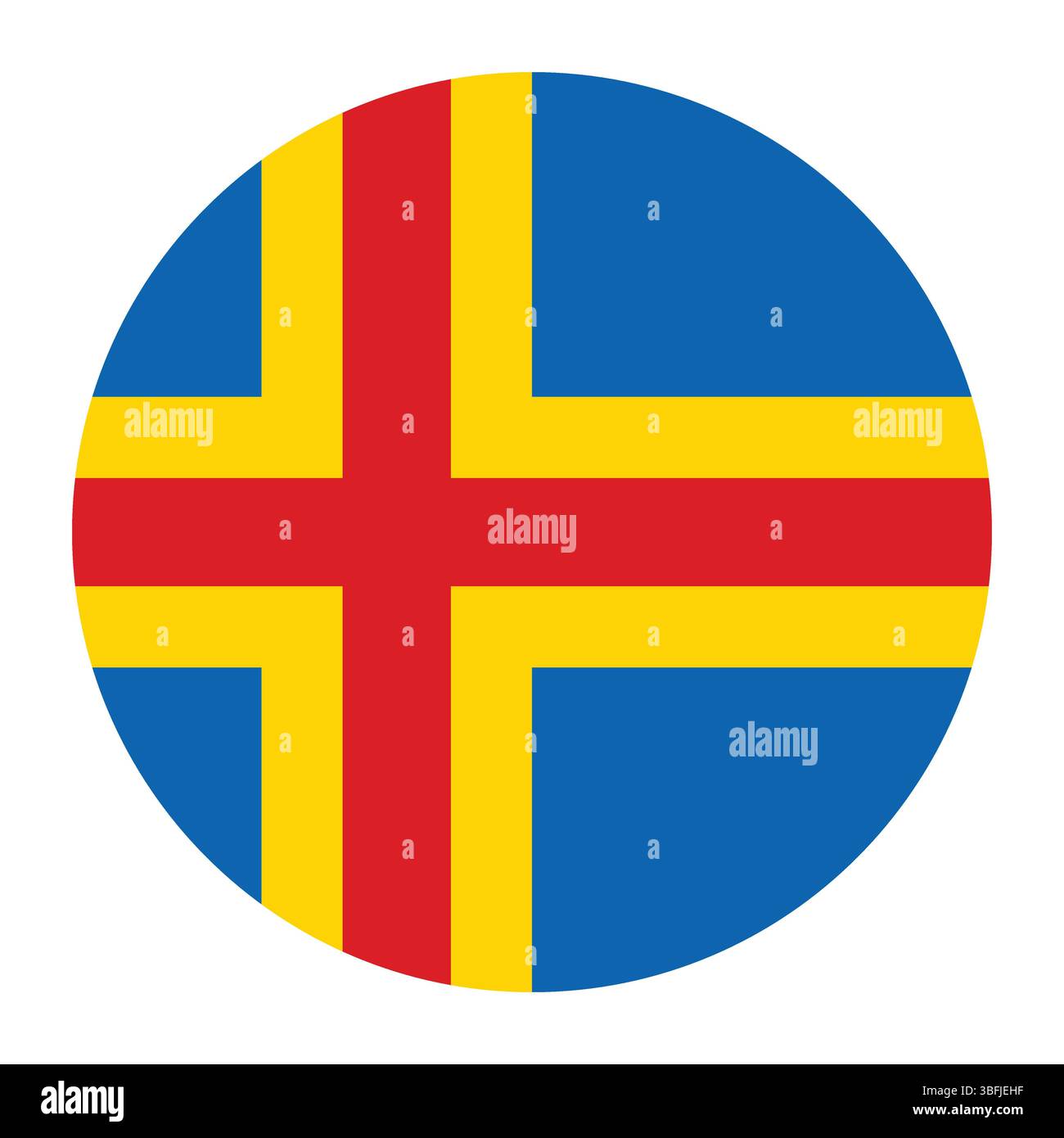 Bandiera di Aland. Icona del logo Aland della bandiera circolare grafica vettoriale del computer. Illustrazione Vettoriale