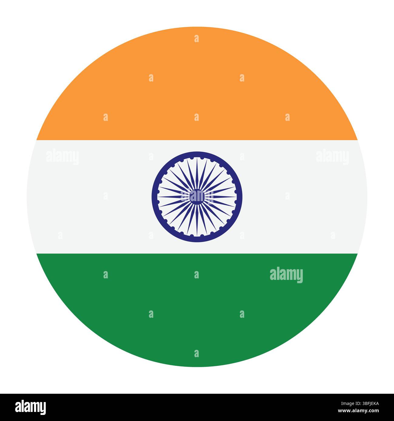 Bandiera dell'India. Icona della bandiera. Colore standard. Bandiera icona cerchio. illustrazione 3d. Illustrazione vettoriale digitale del computer. Illustrazione Vettoriale