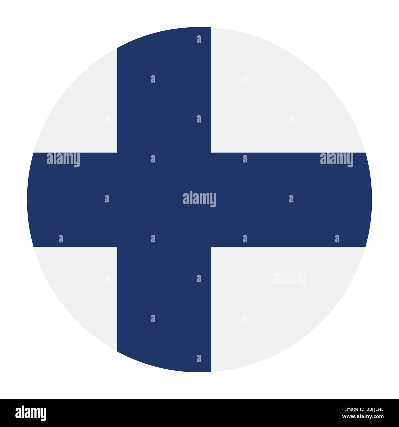 Bandiera della Finlandia. Icona della bandiera circolare della Finlandia, disegno dell'illustrazione vettoriale del computer. Illustrazione Vettoriale