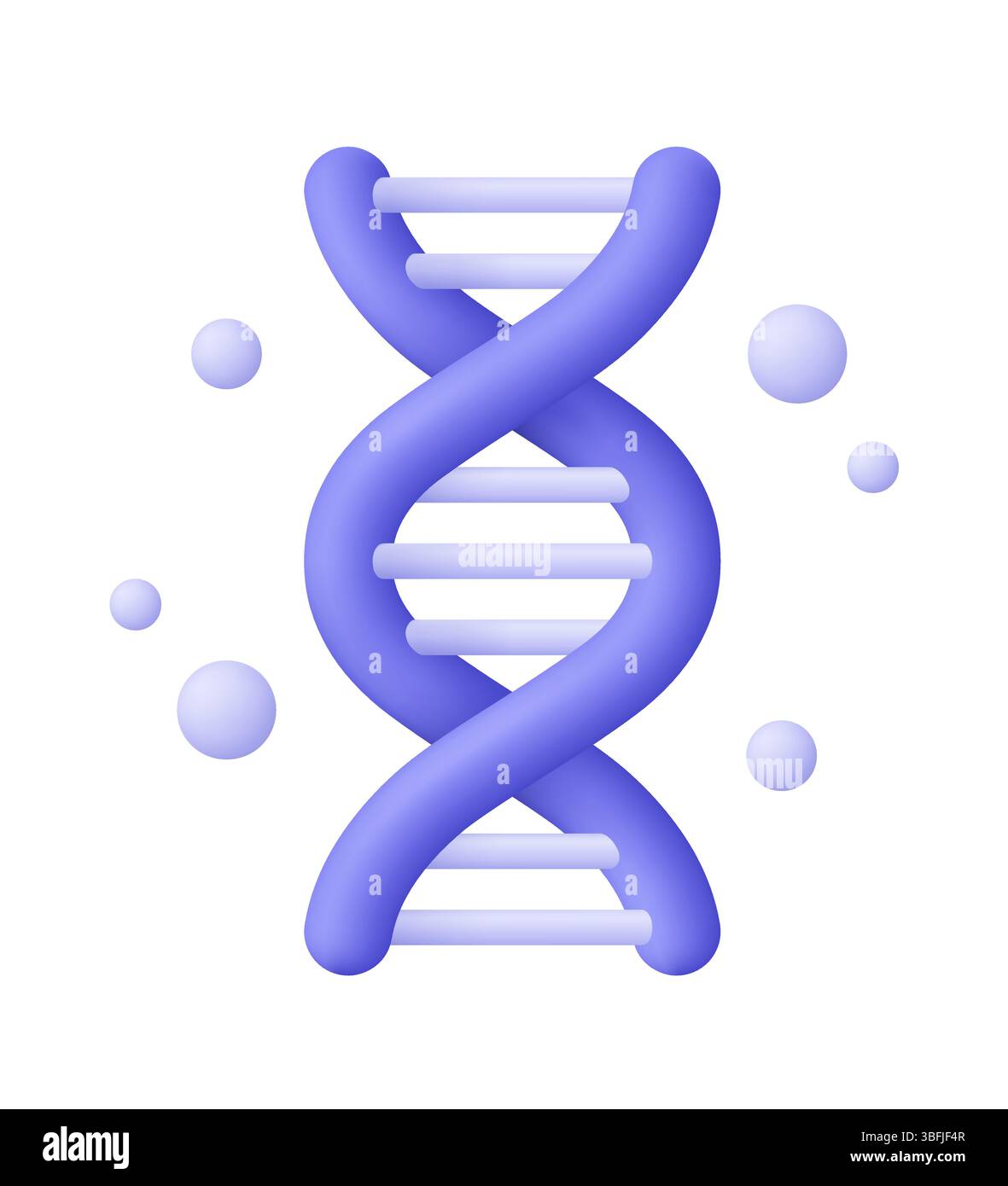 DNA genetico a spirale. Biochimica, chimica molecolare e medicina. icona vettoriale 3d. Stile minimalista cartoni animati. Illustrazione Vettoriale