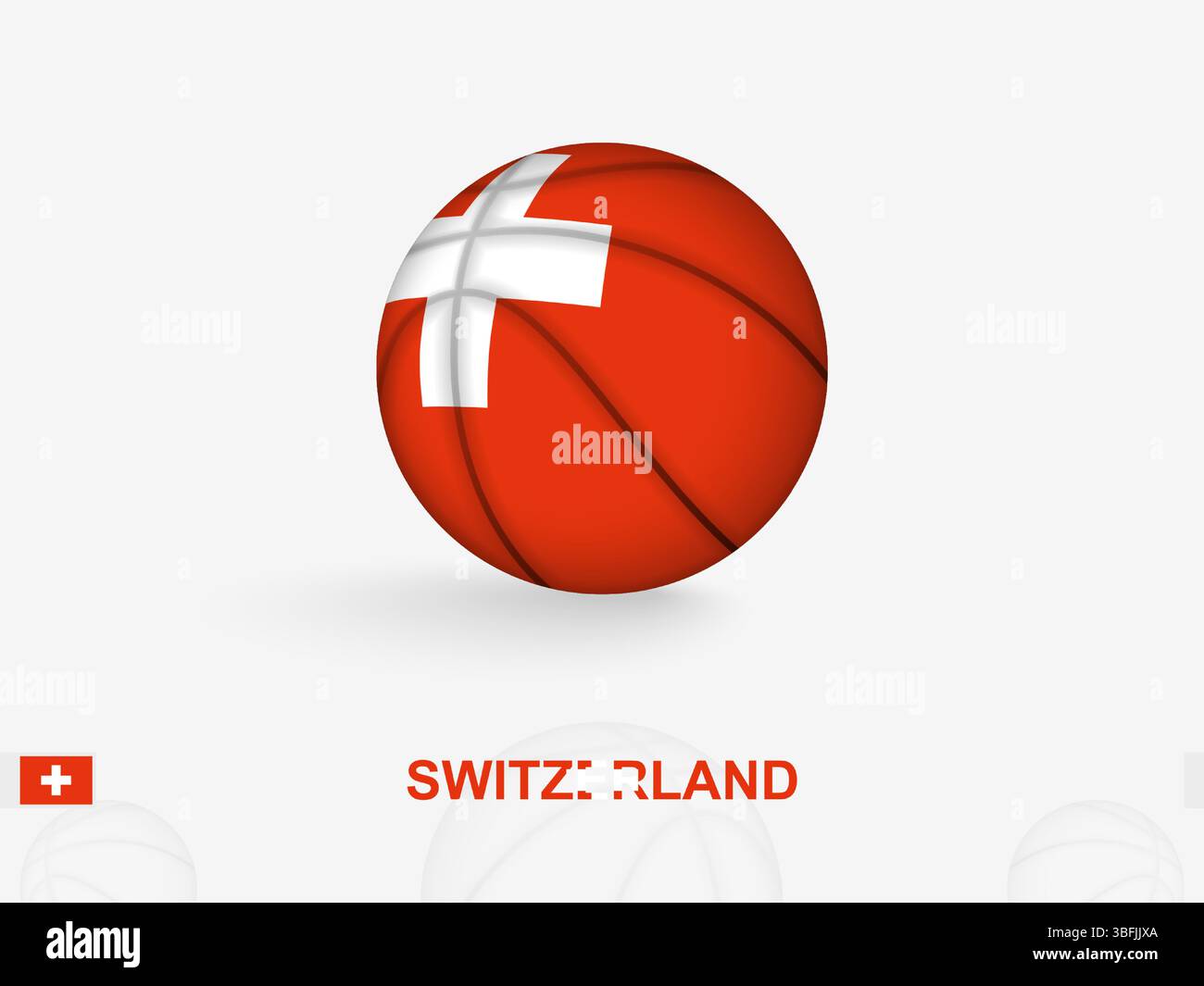 Concetto di pallacanestro svizzero con National Flag Design. Perfetto per contenuti sportivi e promozioni nazionali. Illustrazione Vettoriale