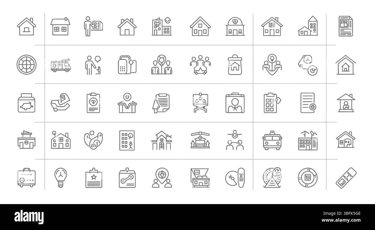 Set di icone della comunità moderna: Urban Living, Social Connection e Collaboration Symbols Illustrazione Vettoriale