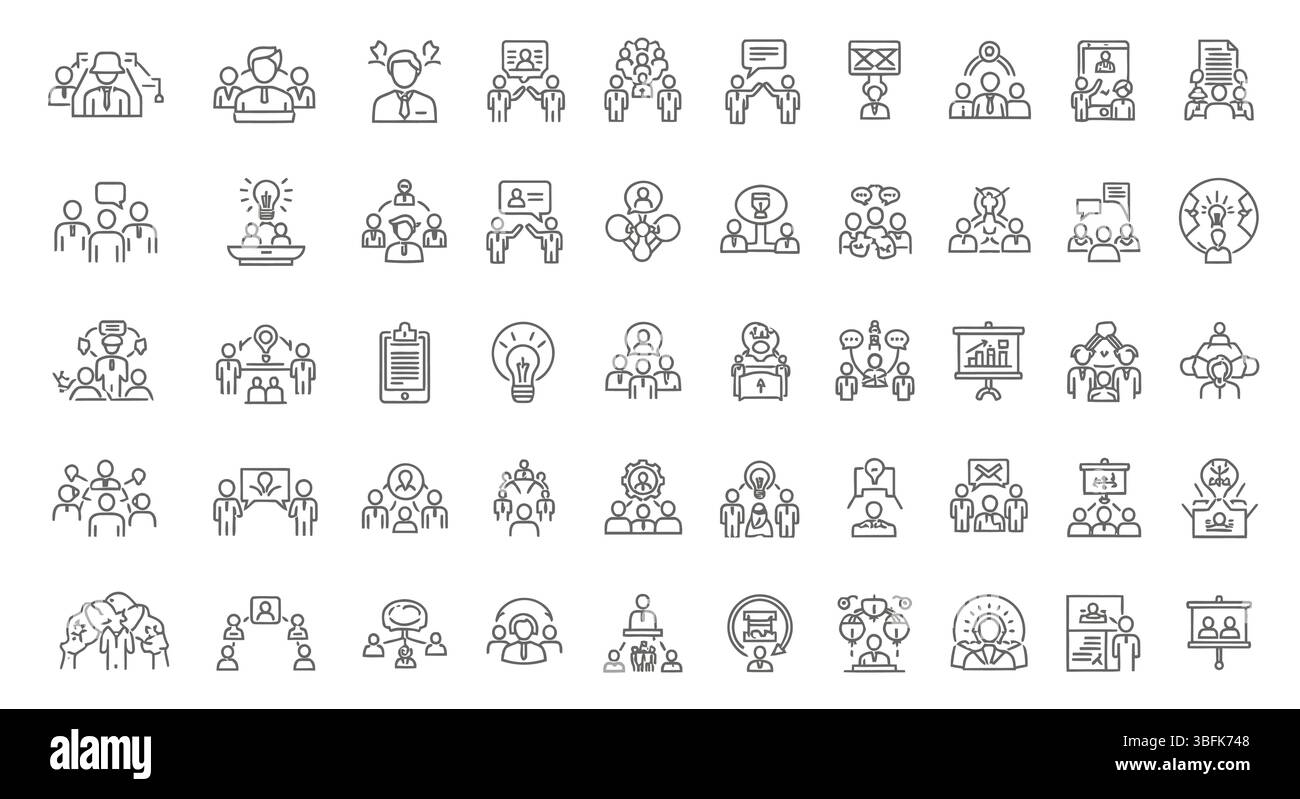 Insieme di icone del lavoro di squadra – simboli di collaborazione, cooperazione, gruppo e partenariato Illustrazione Vettoriale