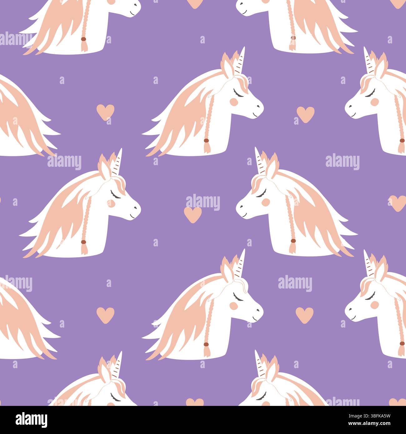 Un simpatico unicorno che dorme senza cuciture. Sfondo del cartone animato ritratto di unicorno. Illustrazione vettoriale Fairy Horses. Illustrazione Vettoriale