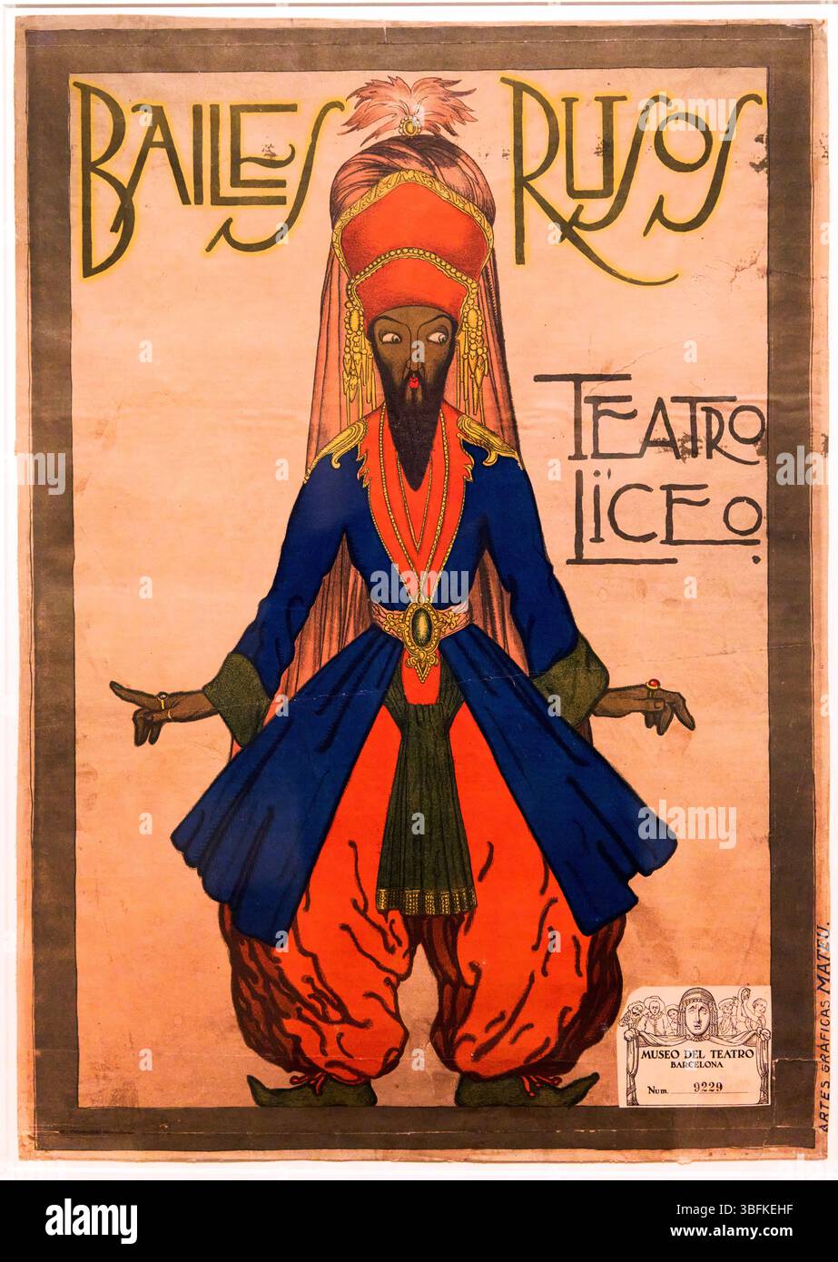 Petrushka, poster pubblicitario i Ballets Russes al Teatre del Liceu, 1917, Stampa su carta, Léon Bakst. (Grodno, 1866-Rueil-Malmaison, 1924), Exhibition Proust and the Arts, Thyssen-Bornemisza National Museum, Madrid, Spagna. Foto Stock