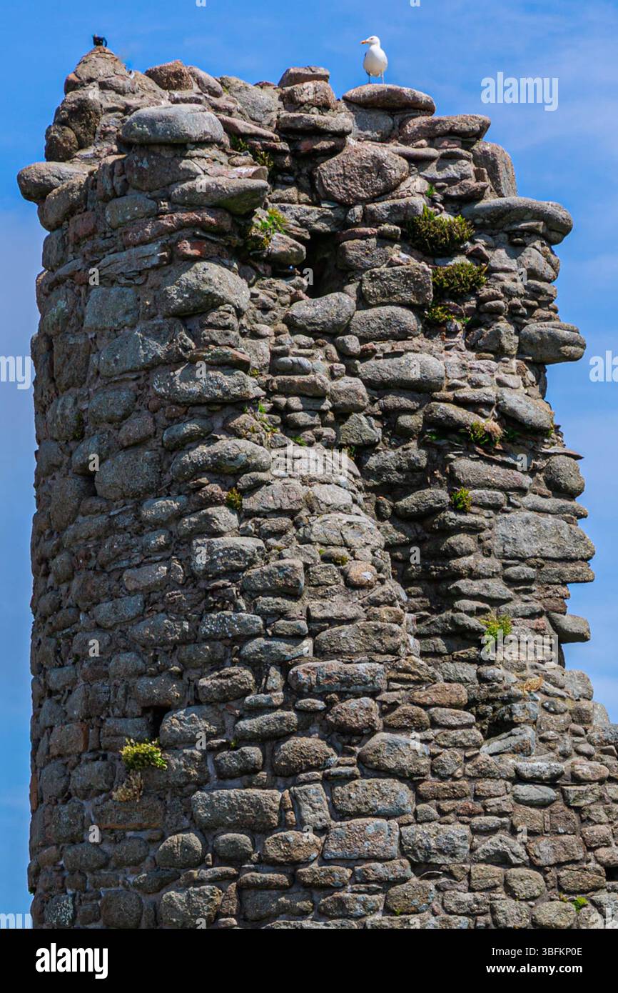 TORY ISLAND, DONEGAL, IRLANDA. INTORNO AL 2025. Tory Island ospita questa torre rotonda che si pensa risalga tra il vi e il VII secolo. Foto Stock