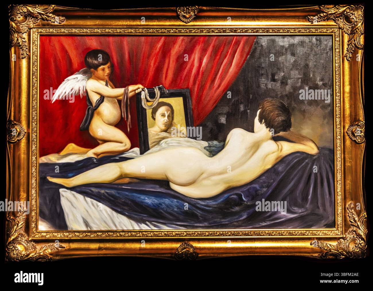 Banksy - Venere, serie, oli corrotti, riprogettazione dell'iconica Venere di Rokeby di Velaszquez, critica della commercializzazione della bellezza, 2006, mostra T. Foto Stock