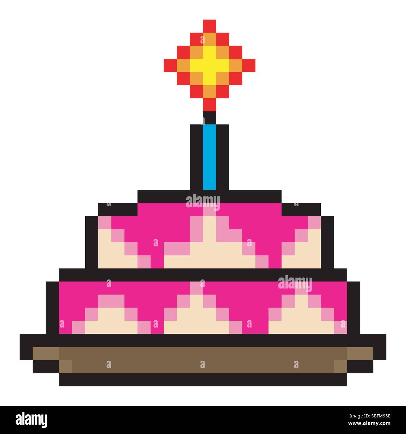 Design pixel art torta di compleanno Illustrazione Vettoriale