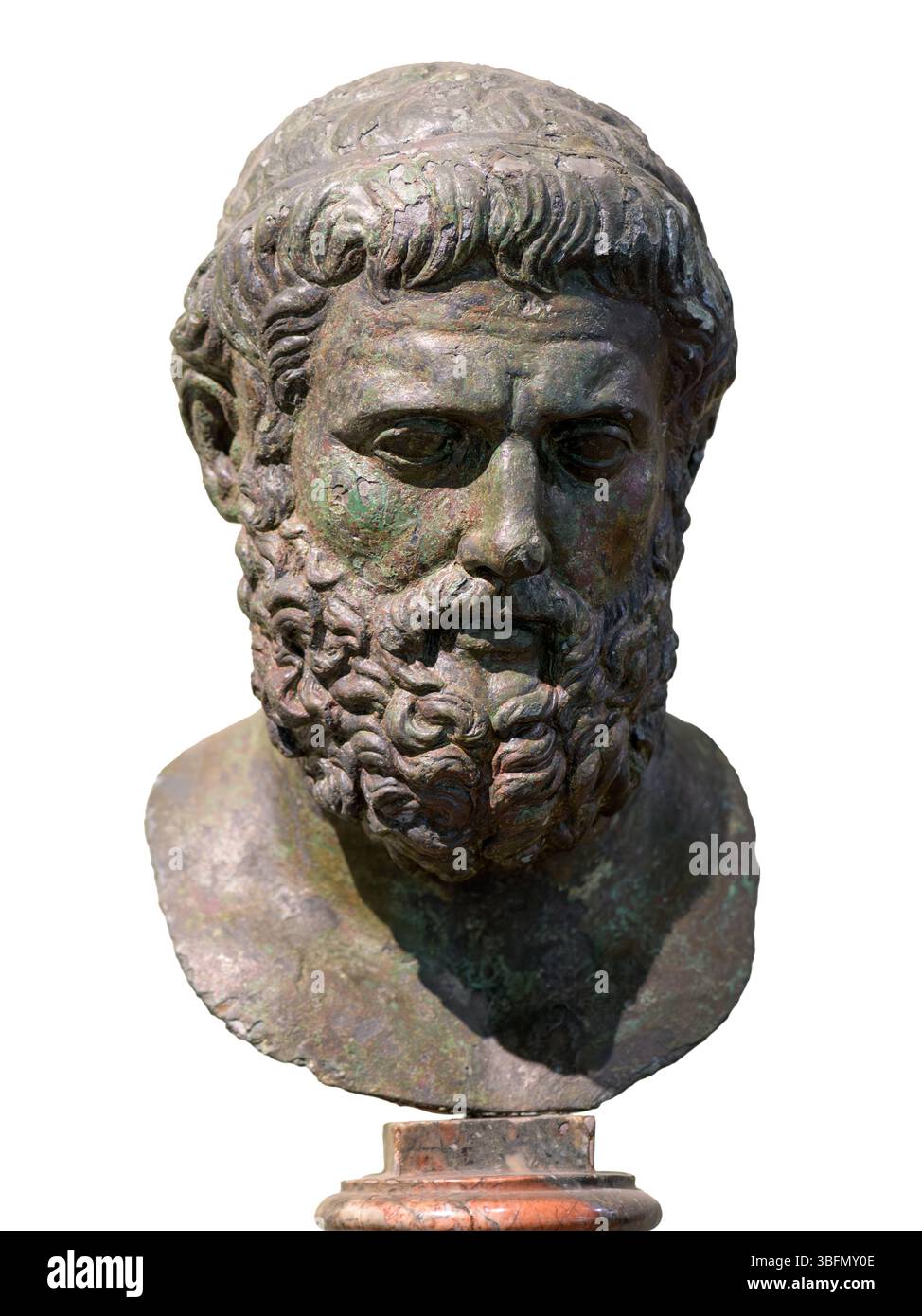 Testa ritratto in bronzo, tradizionalmente identificata come Sofocle, scultura ellenistica datata al II secolo a.C., trovata vicino a Meloria, ora a Firenze Archa Foto Stock