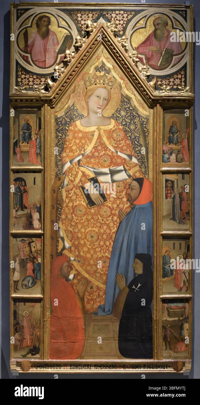 Pala d'altare di Santa Caterina d'Alessandria di Giovanni del Biondo, XIV secolo, tempera e oro su tavola, Museo dell'Opera del Duomo, Firenze, Ita Foto Stock