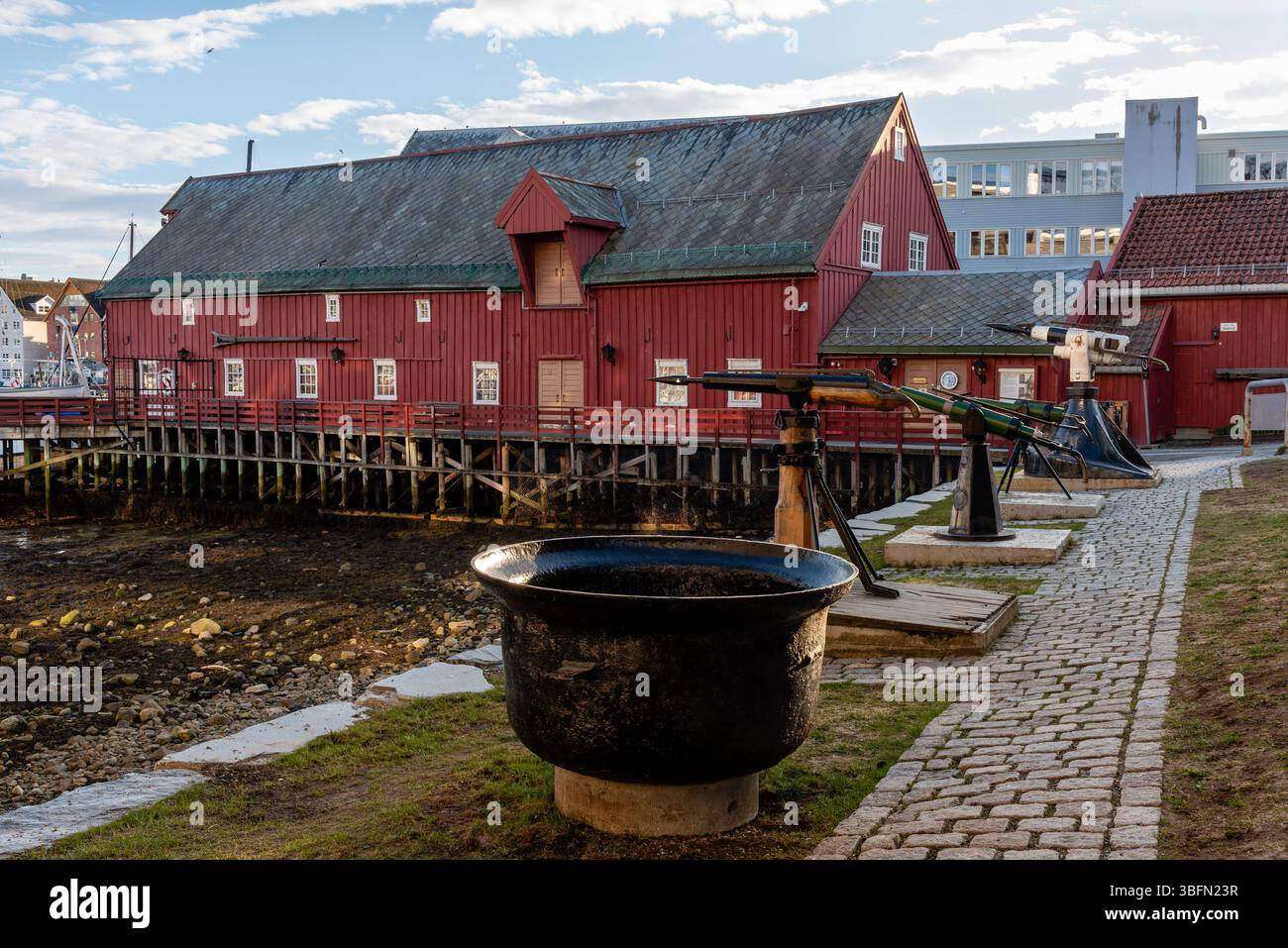 Tromsø, Norvegia, 05.11.2025. Arpioni balenieri di fronte al Museo Polar Foto Stock