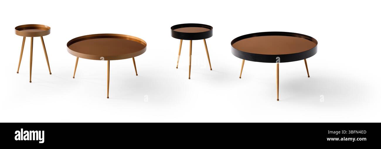 tavolino isolato su sfondo bianco. angolo diverso Foto Stock