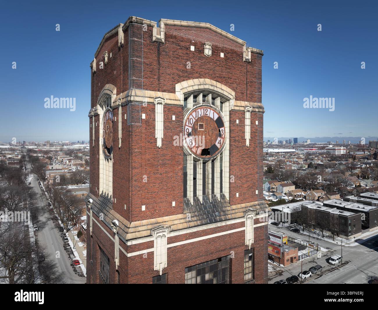 Central Manufacturing District Clock Tower, posizione: Chicago, Illinois, architetto: Samuel Scott Joy Foto Stock