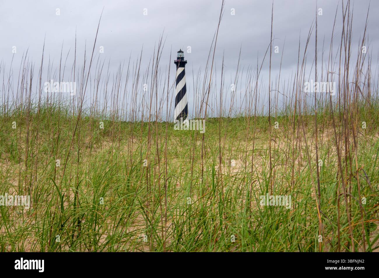 Un alto faro sorge su una costa all'alba, simboleggiando la guida, la sicurezza e la solitudine. Ambientato contro l'Oceano Atlantico e incandescente sk Foto Stock