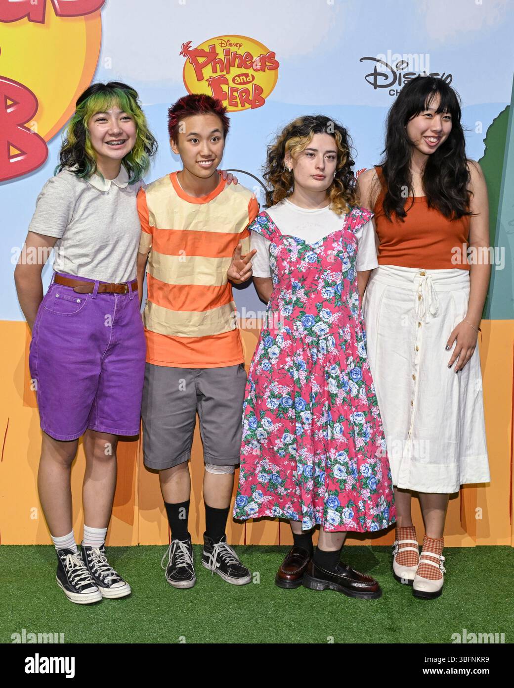 31 maggio 2025, Hollywood, California, Stati Uniti: (L-R) Bela Salazar, Eloise Wong, Mila de la Garza, Lucia de la Garza della Linda Lindas partecipa all'evento World Premiere di Phineas e Ferb. (Credit Image: © Billy Bennight/ZUMA Press Wire) SOLO PER USO EDITORIALE! Non per USO commerciale! Foto Stock