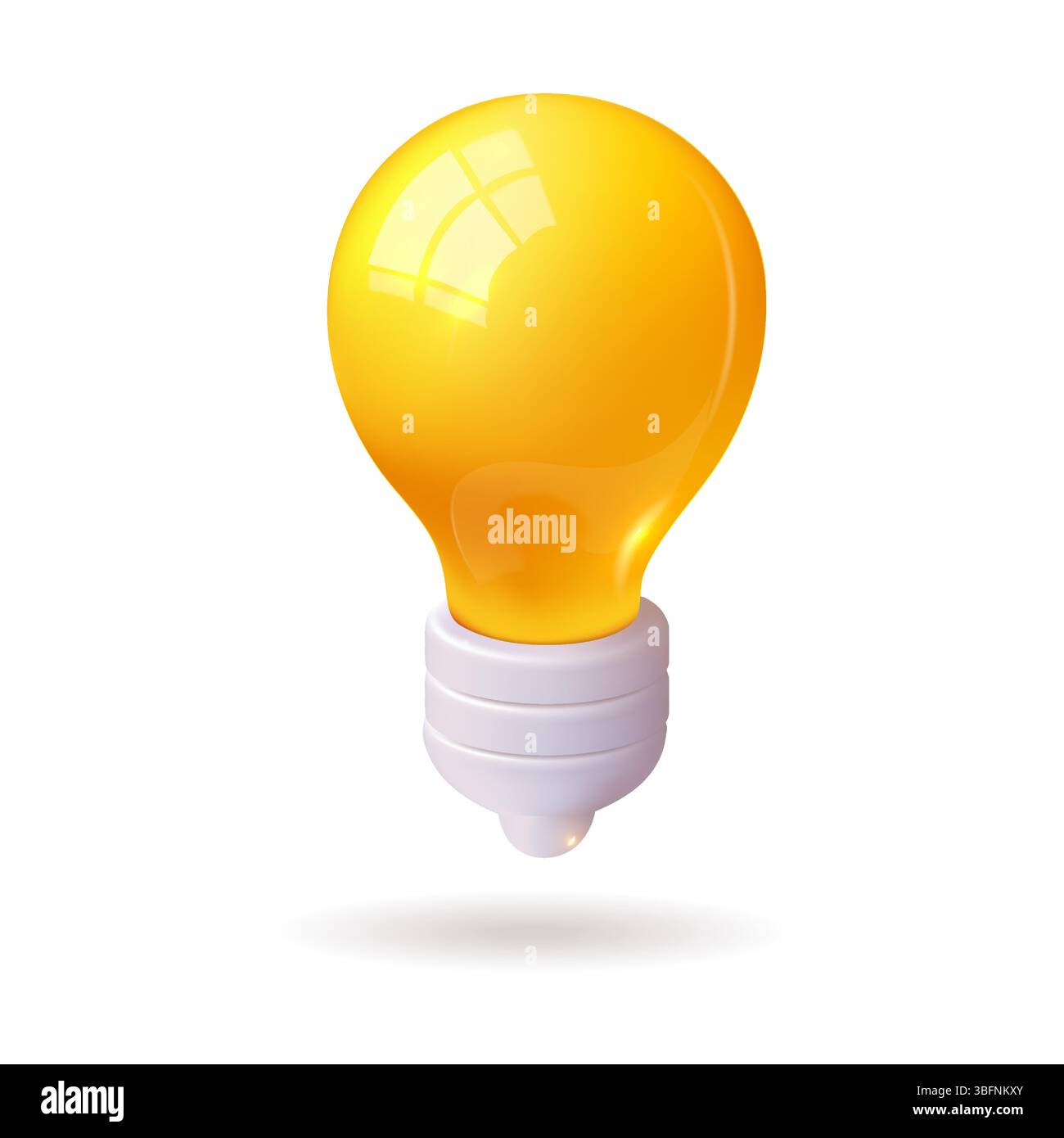 Una lampadina gialla brillante galleggia graziosamente nell'aria su uno sfondo bianco e pulito, creando un accattivante contrasto visivo Illustrazione Vettoriale