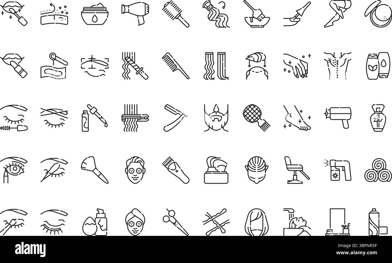Icone del salone di bellezza icone semplice icona vettoriale. Immagine modello di disegno simbolo per elemento UI mobile Web. Illustrazione Vettoriale
