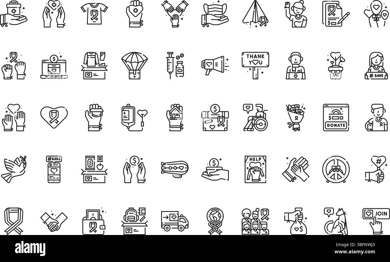 Icone di beneficenza icone semplice icona vettoriale. Immagine modello di disegno simbolo per elemento UI mobile Web. Illustrazione Vettoriale