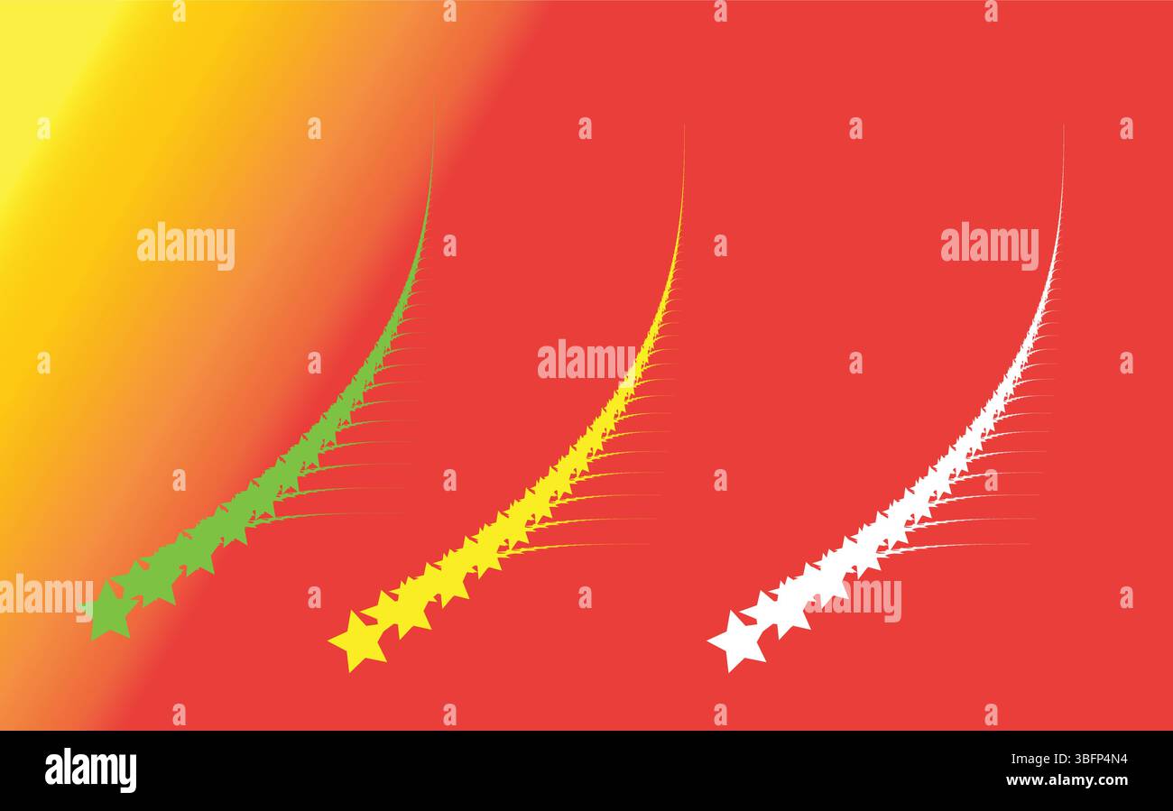 Colorate comete stellari con effetto vortice di movimento su sfondo rosso sfumato Illustrazione Vettoriale