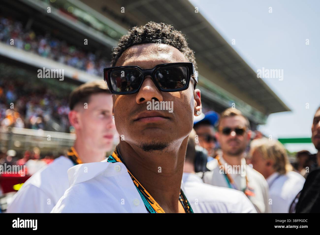 Barcellona, Spagna. 1 giugno 2025. Ollie Watkins della Gran Bretagna e Aston Villa e la nazionale inglese visti durante il Gran Premio di Spagna di Formula 1. Credito: SOPA Images Limited/Alamy Live News Foto Stock