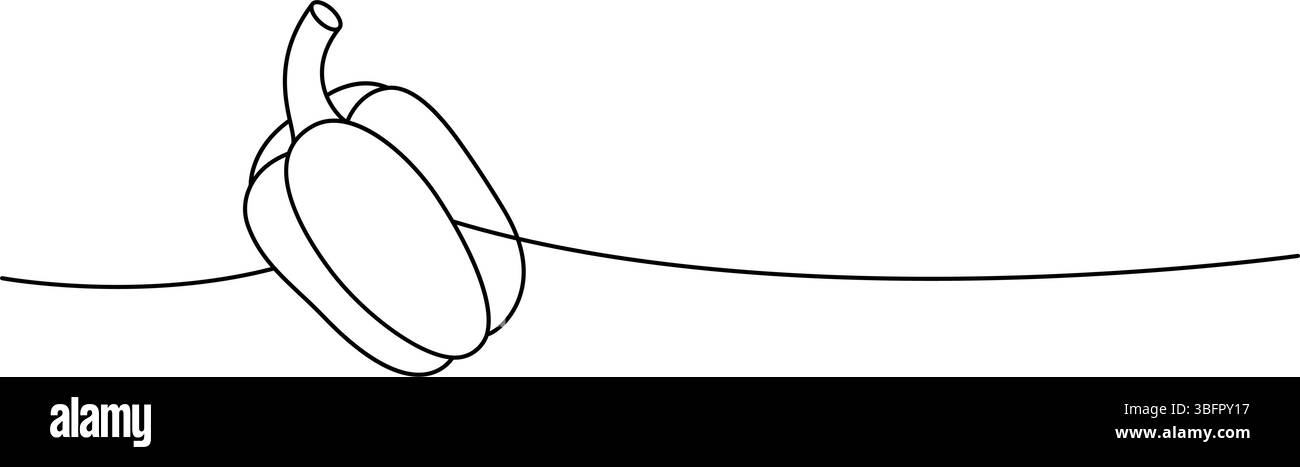 Peperone una linea di disegno continuo. Verdure biologiche fresche. Illustrazione vettoriale Illustrazione Vettoriale
