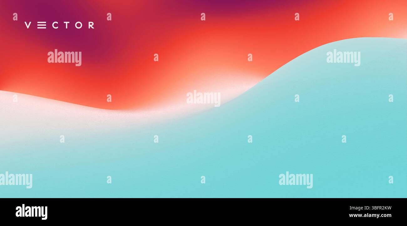 Paesaggio realistico con onde. Modello di design della copertina. illustrazione vettoriale 3d per cartelloni, volantini, striscioni, copertine di libri, brochure, pianificatori e note Illustrazione Vettoriale