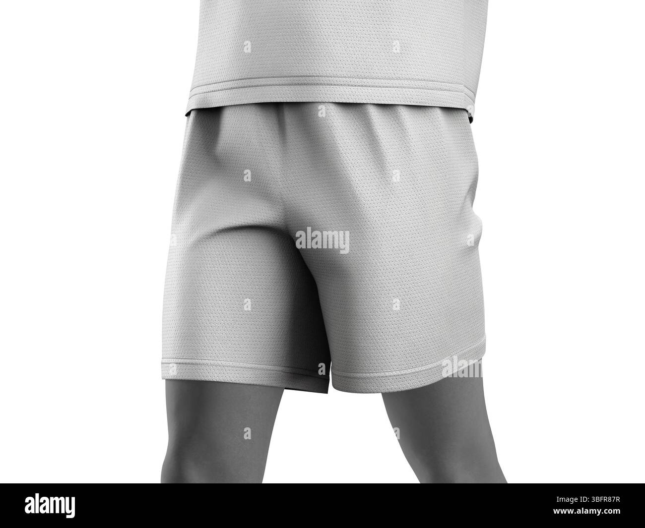 Maglia White Blank Soccer Short Mockup 3D Rendering Sports Foto Stock
