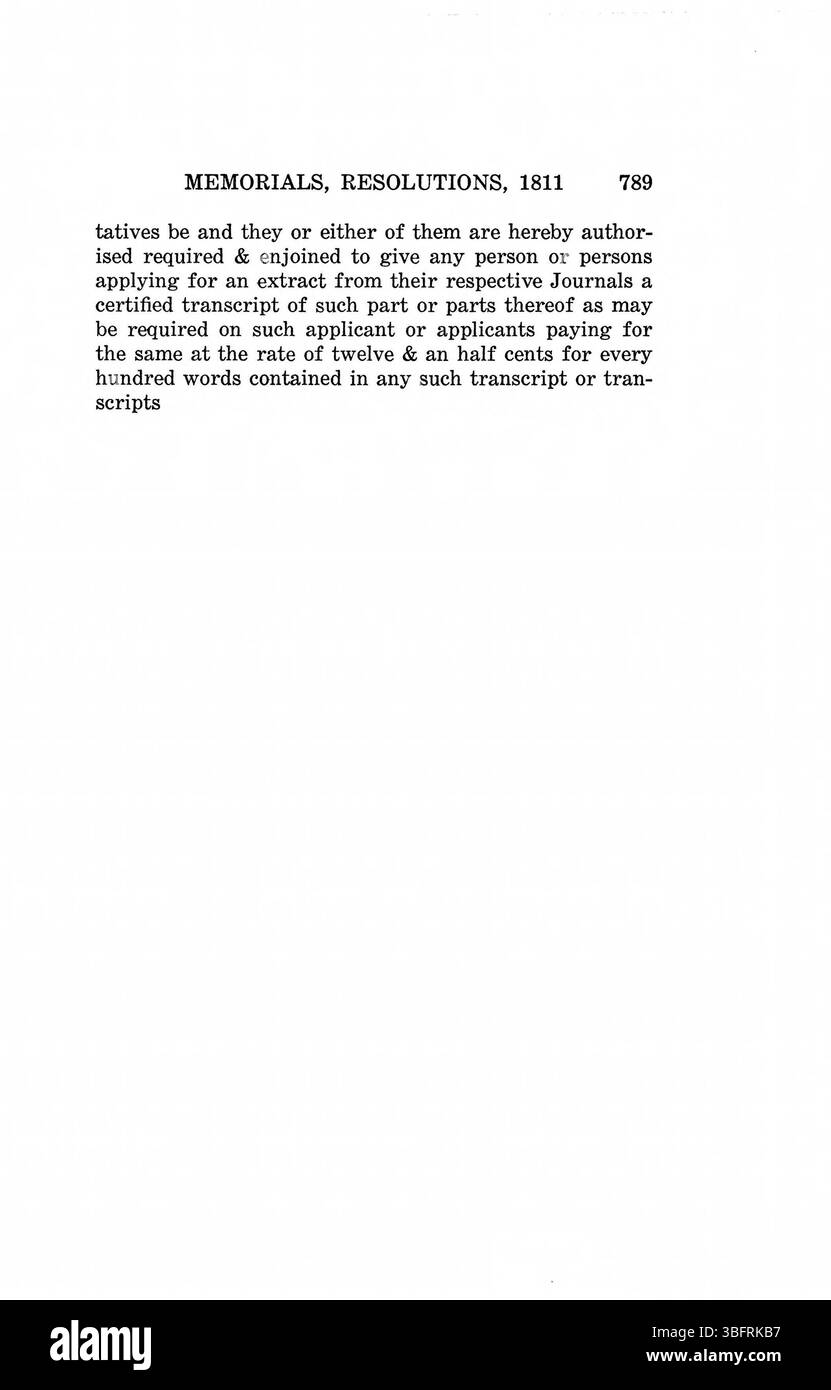 Pagina 803 contiene leggi sulla governance, la regolamentazione della terra e le questioni civili emanate nel territorio dell'Indiana dal 1809 al 1816. Foto Stock
