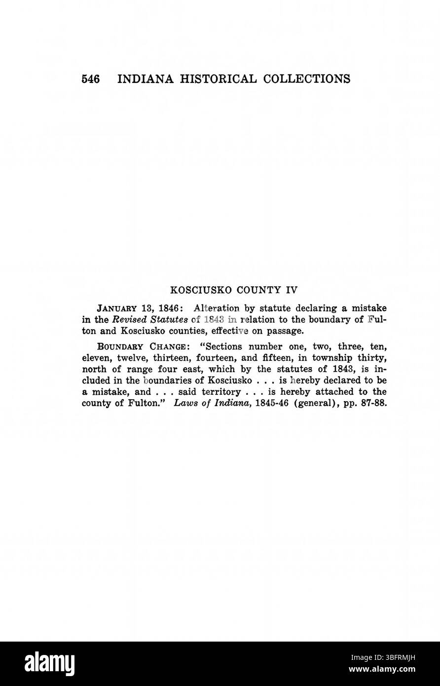 Questa pagina della ristampa del 1967 di *Indiana Boundaries* presenta riferimenti bibliografici e un indice, che documenta gli aspetti legali e storici dei confini dello stato dell'Indiana. Foto Stock