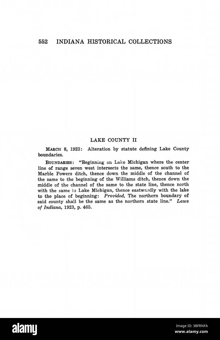 Questa pagina della ristampa del 1967 di *Indiana Boundaries* offre riferimenti bibliografici e un indice, che descrive gli aspetti storici, geografici e giuridici dei confini dell'Indiana. Foto Stock
