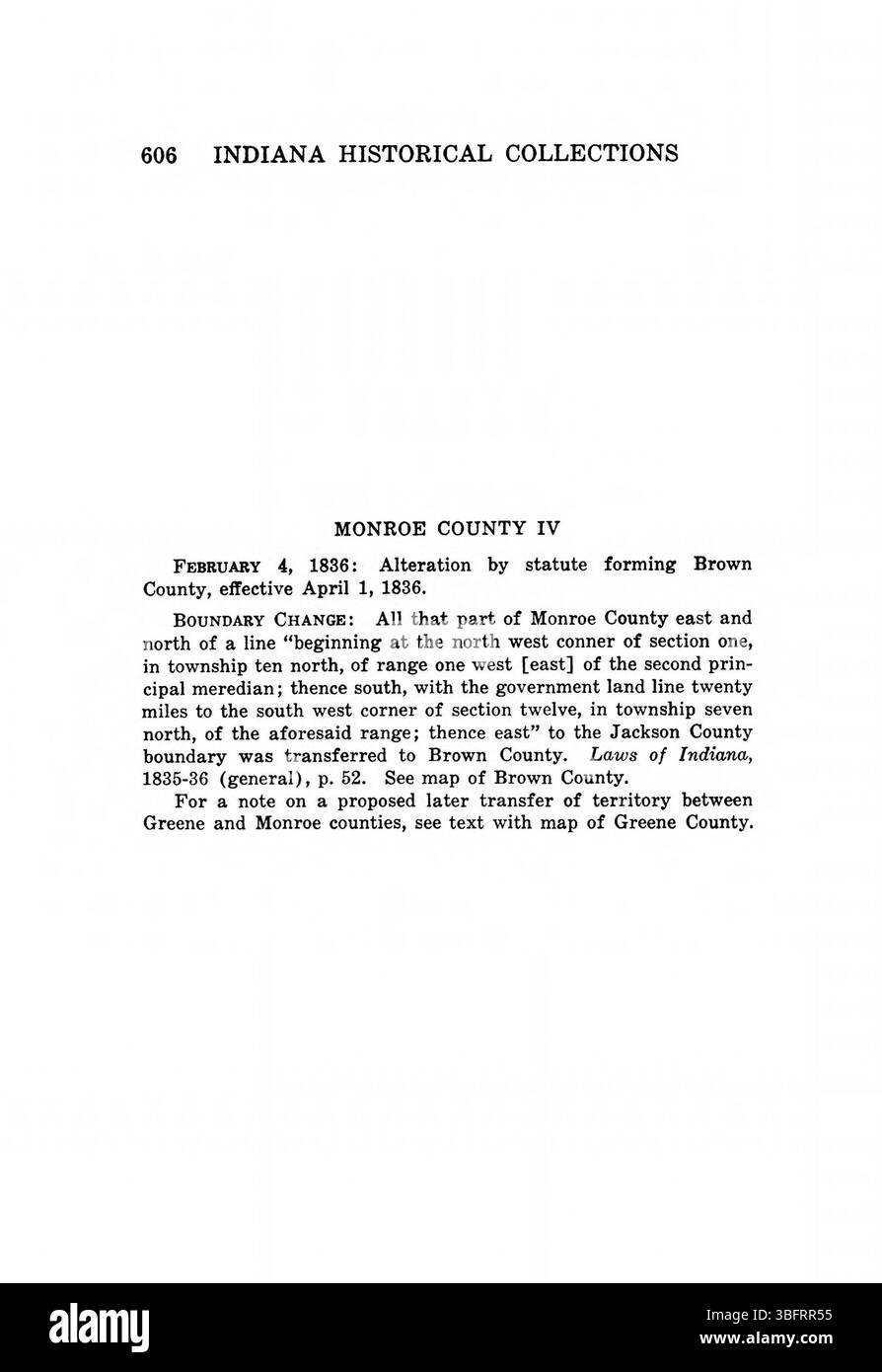 Pagina 622 di *Indiana Boundaries* (1967), ristampata dall'Indiana Historical Bureau, discute ulteriormente i confini dell'Indiana, offrendo riferimenti bibliografici e un indice per guidare ulteriori ricerche. Foto Stock
