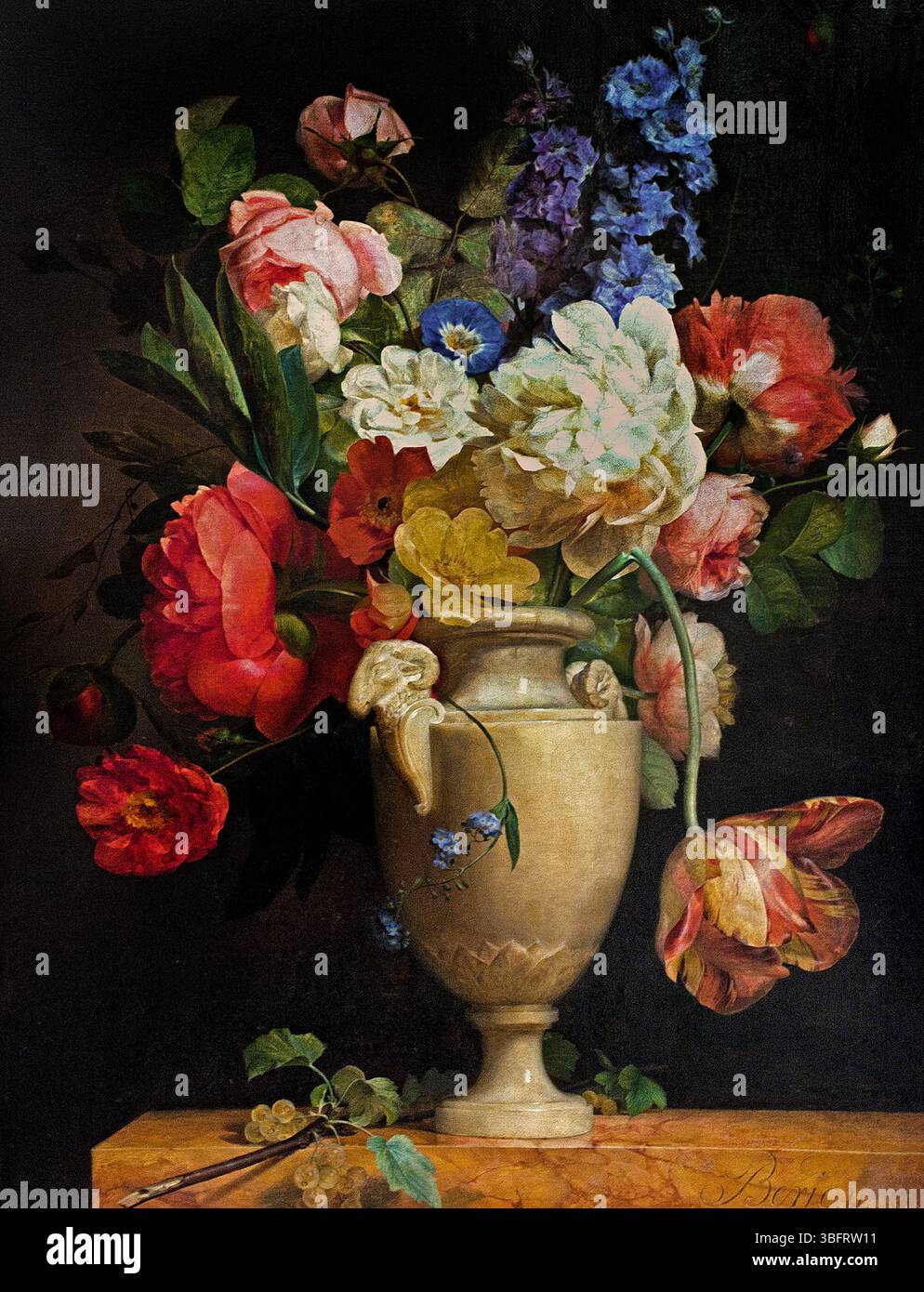 Fleurs dans un vase d albatre - Fiori in un vaso di alabastro 1813 Antoine Berjon 1754-1843 Parigi, Louvre, Francia, francese Foto Stock