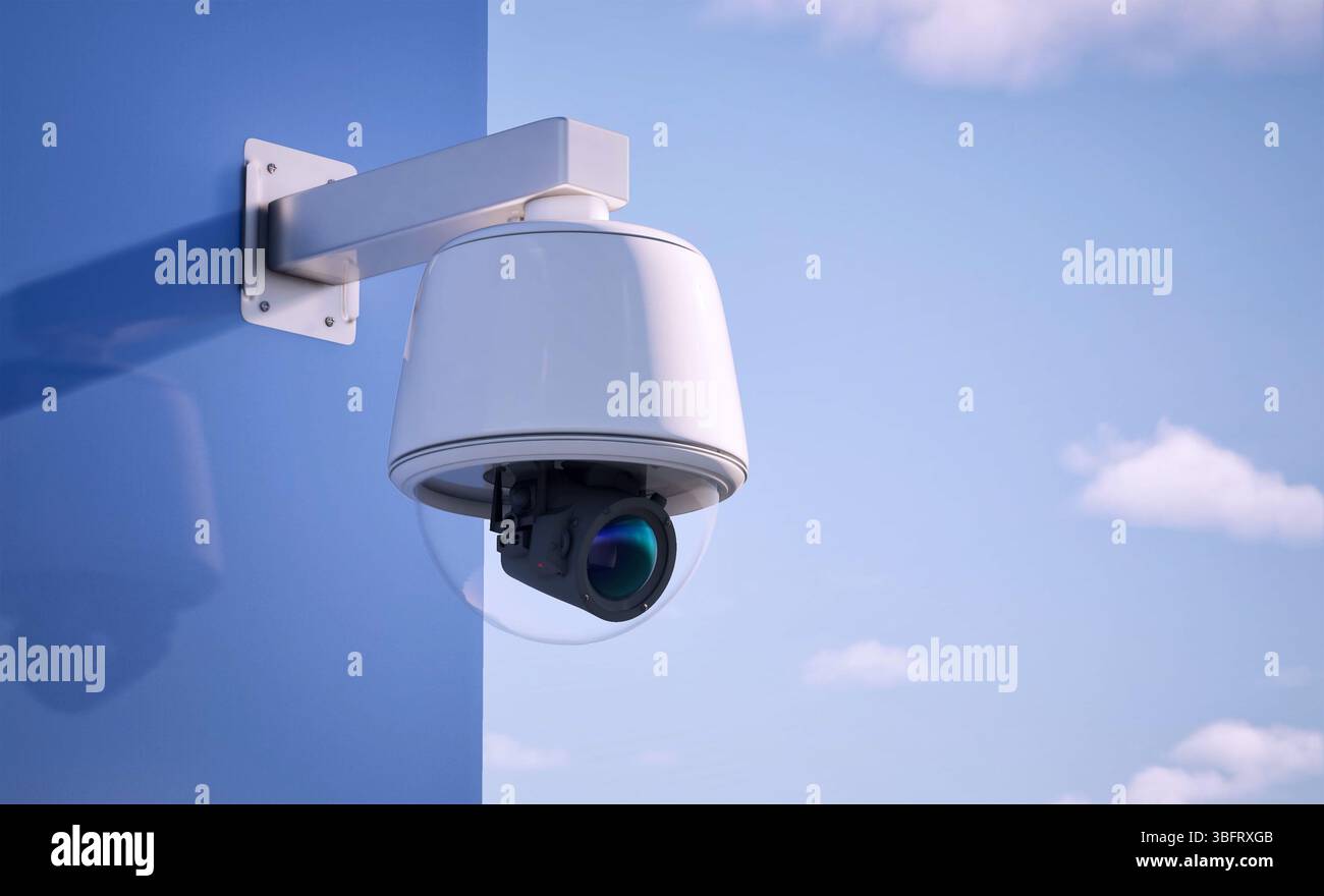 videocamera di sicurezza con rendering 3d o telecamera cctv per la pubblica sicurezza Foto Stock