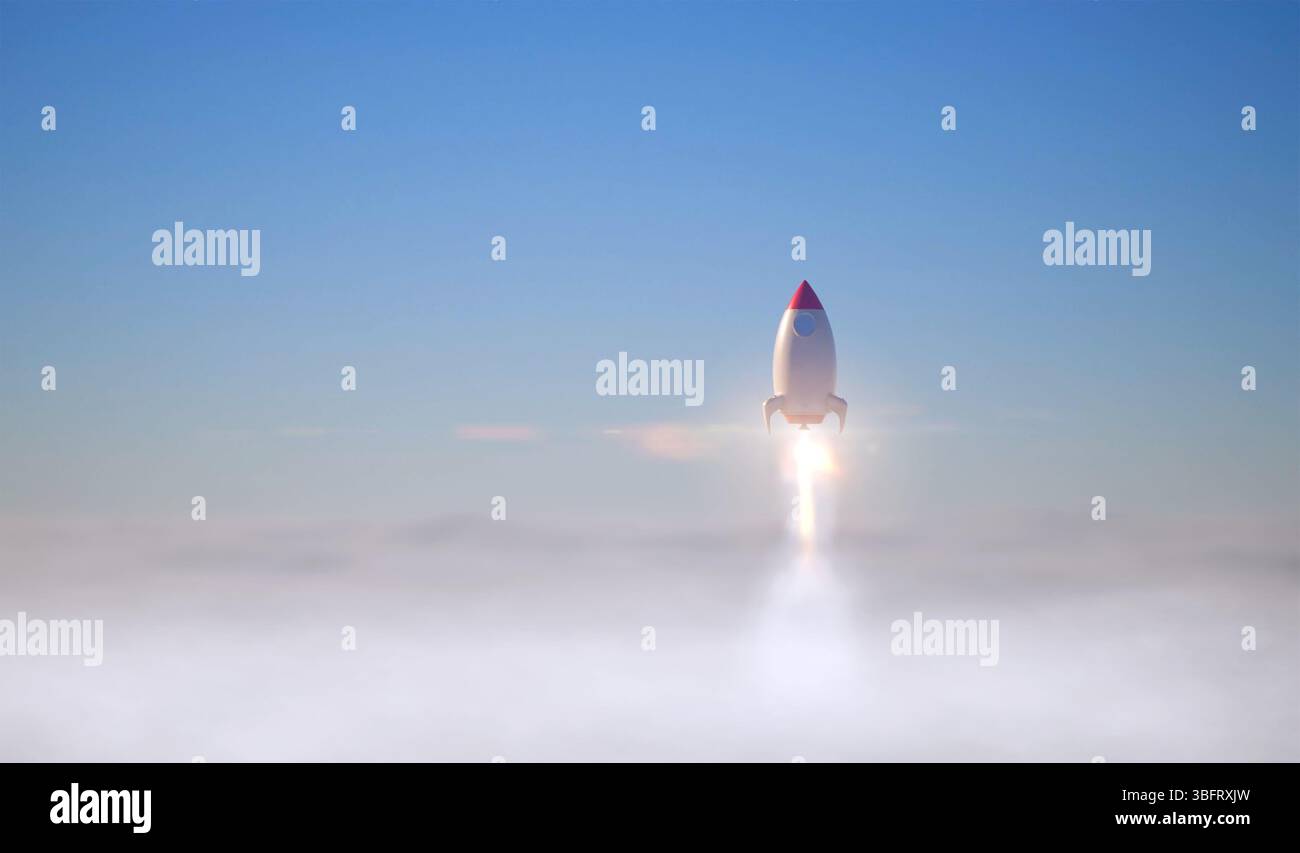 3D rendering space shuttle il lancio di sky Foto Stock