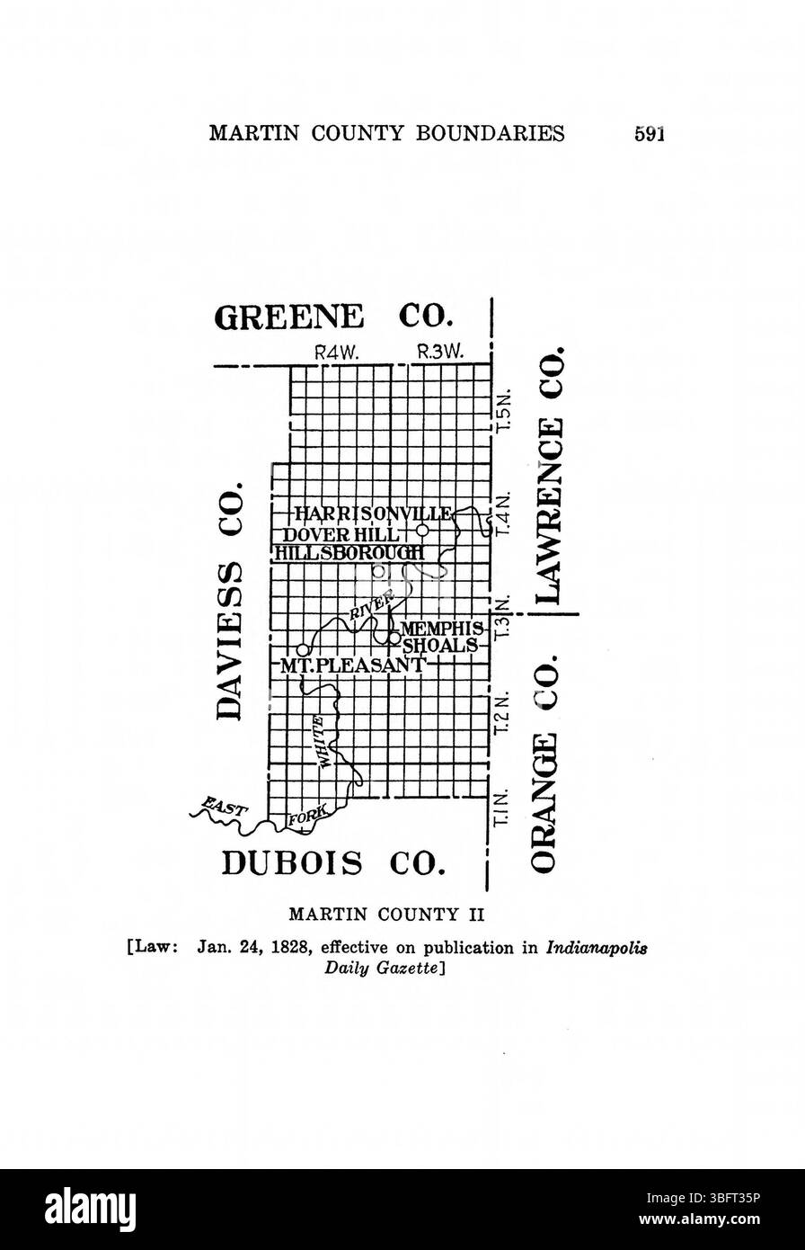 Questa pagina della ristampa del 1967 di *Indiana Boundaries* esamina la storia dei confini dell'Indiana, concentrandosi sulle controversie territoriali e la legislazione che hanno plasmato i confini dello stato. I riferimenti bibliografici e un indice sono inclusi per ulteriori ricerche. Foto Stock