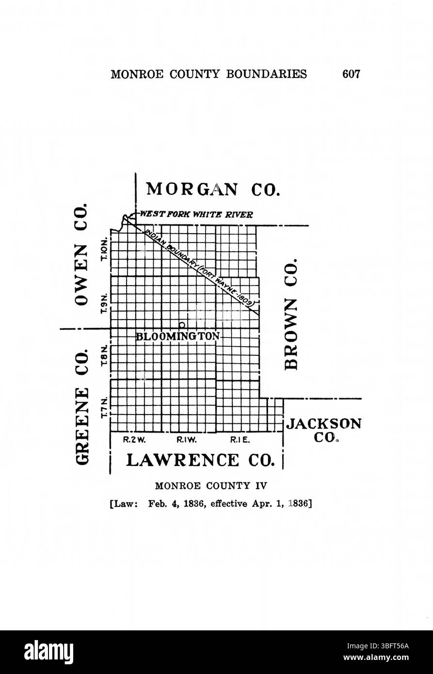 Questa pagina di *Indiana Boundaries* (1967), ristampata dall'Indiana Historical Bureau, delinea i confini storici dell'Indiana. Il lavoro include riferimenti bibliografici e un indice per ulteriori ricerche. Foto Stock