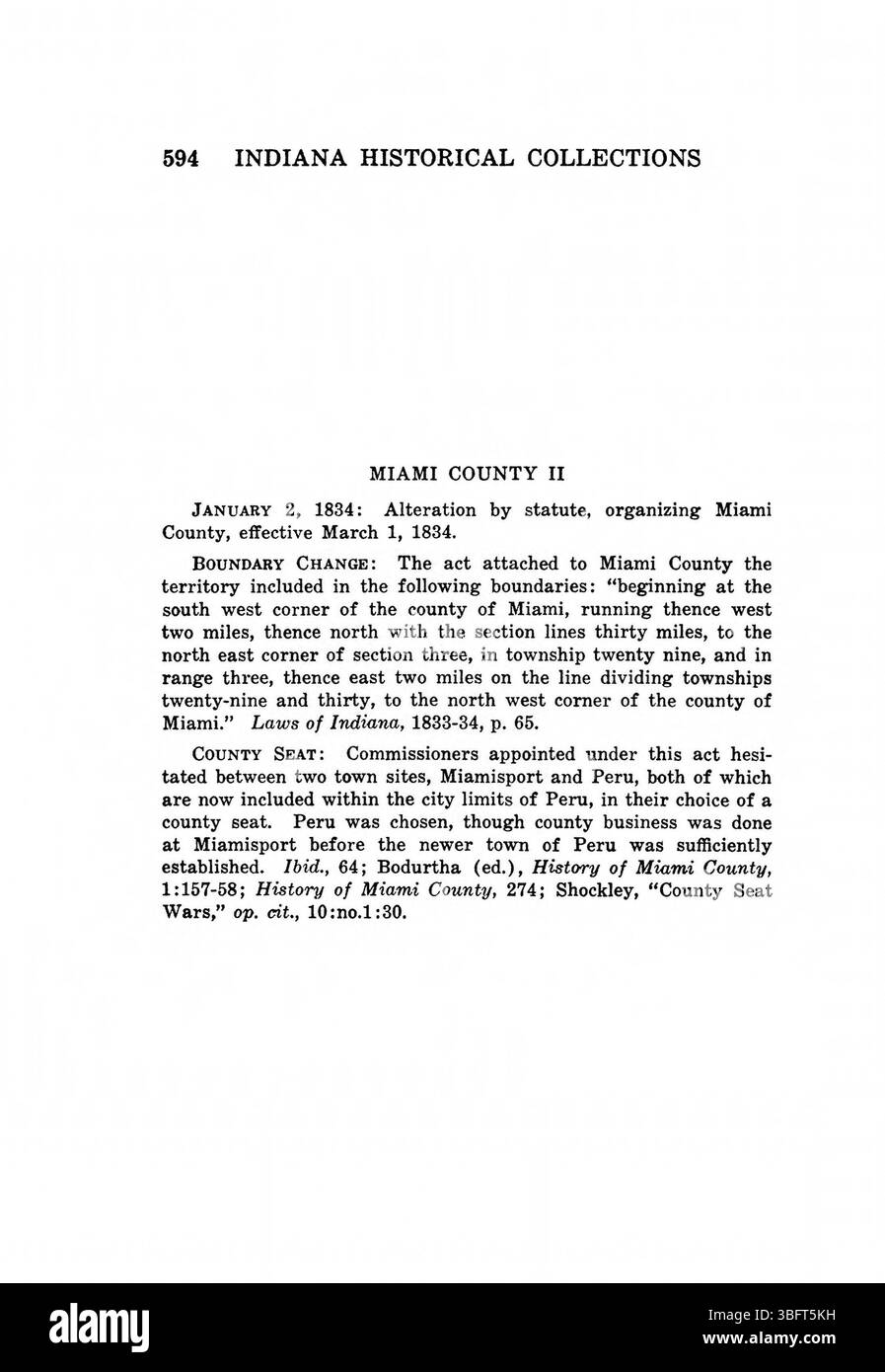 Questa pagina della ristampa del 1967 di *Indiana Boundaries* da parte dell'Indiana Historical Bureau fornisce maggiori informazioni sui confini legali dell'Indiana, così come la storia territoriale che li ha definiti. I riferimenti bibliografici e un indice sono inclusi per ulteriori ricerche. Foto Stock