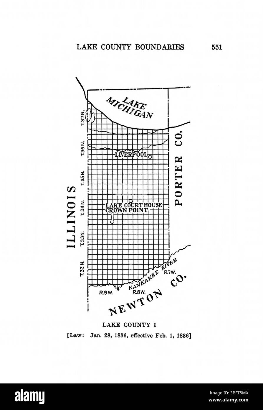 Questa pagina della ristampa del 1967 di *Indiana Boundaries* include riferimenti bibliografici e un indice, che racconta le modifiche storiche e legali ai confini dell'Indiana. Foto Stock