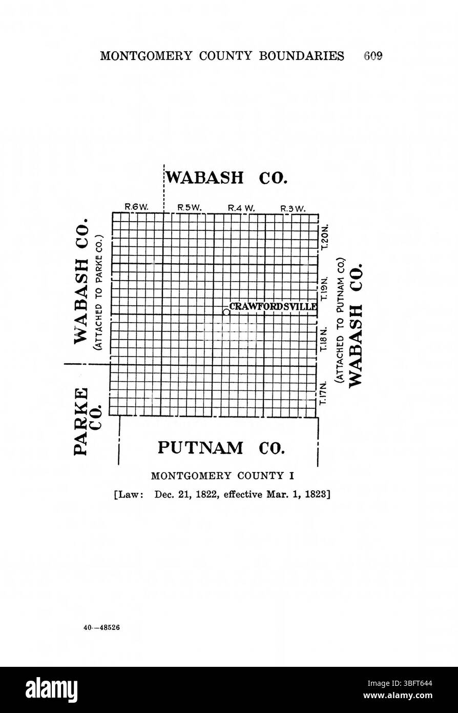 Pagina 625 di *Indiana Boundaries* (1967), ristampata dall'Indiana Historical Bureau, continua la discussione sulla storia territoriale dell'Indiana, con riferimenti bibliografici e un indice. Foto Stock