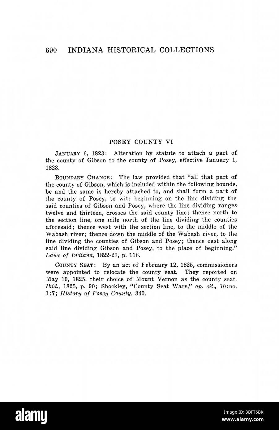 Questa pagina continua la ristampa del 1967 di *Indiana Boundaries* con ulteriori approfondimenti sui confini mutevoli dell'Indiana, con riferimenti bibliografici e un indice per la ricerca scientifica. Foto Stock