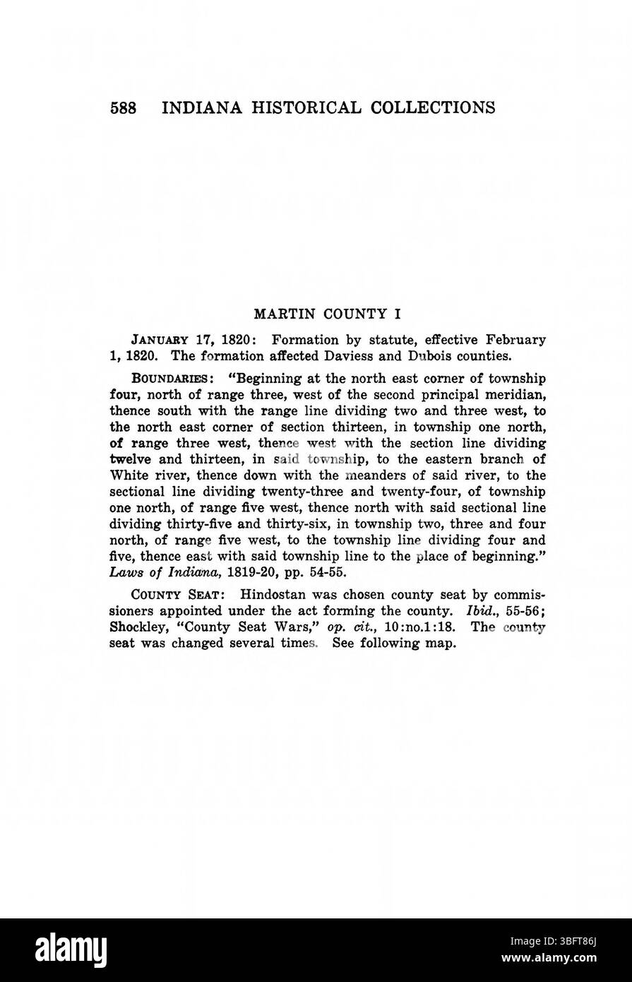 Questa pagina della ristampa del 1967 di *Indiana Boundaries* da parte dell'Indiana Historical Bureau fornisce una storia completa dei confini dello stato e delle decisioni legali che li hanno definiti. La pagina include un indice e riferimenti bibliografici per ulteriori studi. Foto Stock