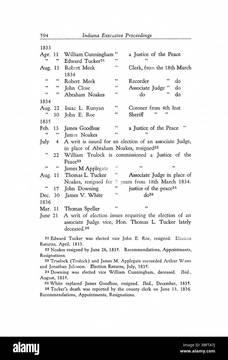 La pagina 606 del 1947 "procedimenti esecutivi dello Stato dell'Indiana" copre ulteriori ordini esecutivi e decisioni legislative che hanno influenzato lo sviluppo dei confini statali e della governance dell'Indiana dal 1816 al 1836. Il procedimento documenta il quadro politico e giuridico della prima costituzione dello Stato. Foto Stock